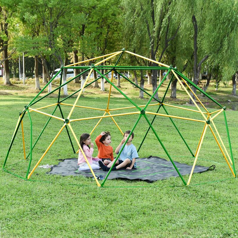 12ft Geometric Dome Climber Play Center, Kids Climbing Dome Tower with Hammock, Rust & UV Resistant Steel Supporting 1000 LBS