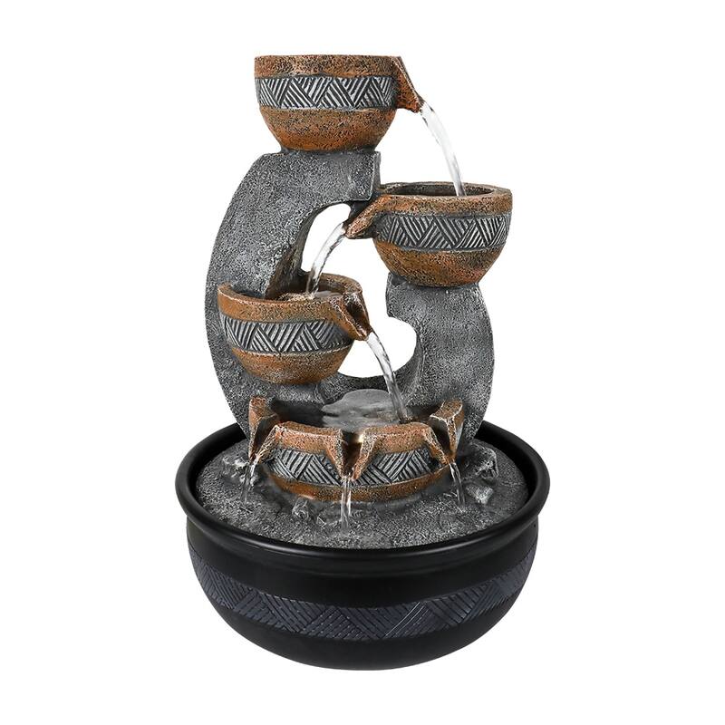 Tabletop Water Fountain Indoor Fountain for Home Office Decor w/Lights