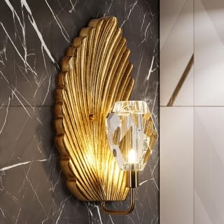 Glam Modern Vintage Abstract Art Wall Sconce with Crystal shade for Luxury Bedroom - W 8.7" x D 6.3" x H 16"