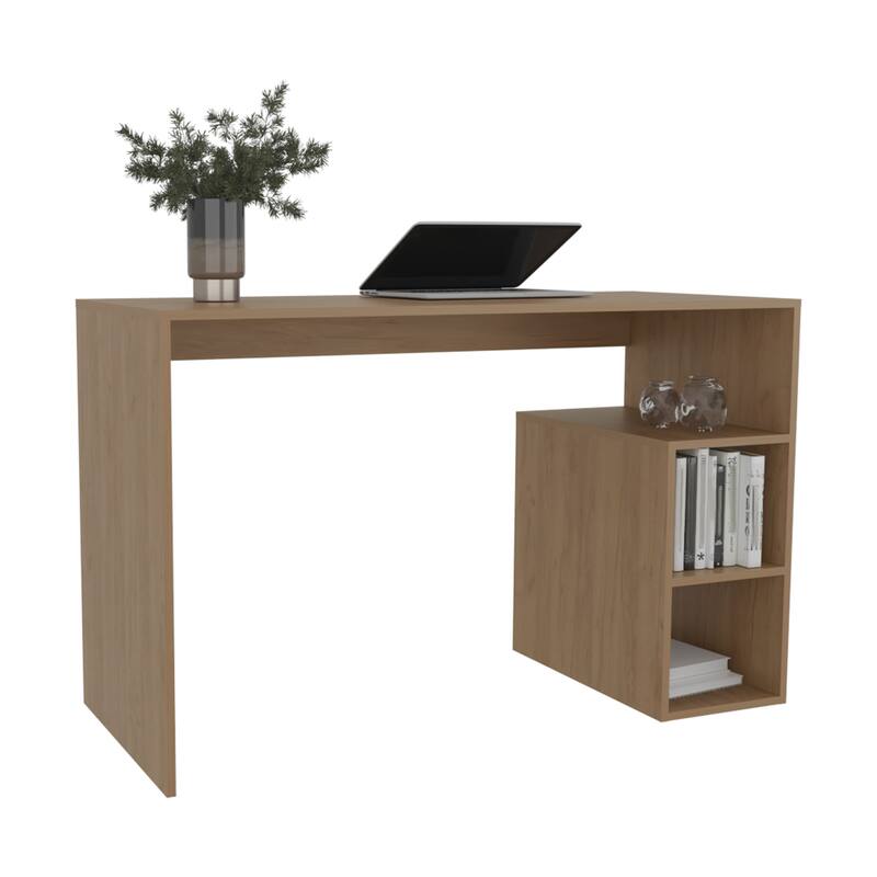 Anmytek Natural Oak 47 Inch Writing Desk with Four Shelves Home Office Gamer Desk