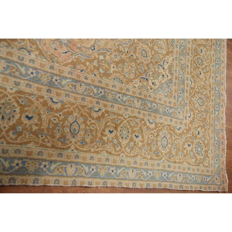 Hand Knotted Oriental 100% Wool Carpet Traditional Floral Coral Mashad Area Rug - 12' 5'' X 9' 3''