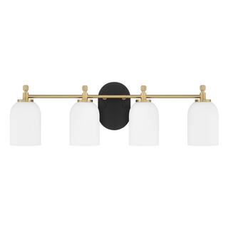 Craftmade Council 4 Light Vanity - Flat Black/Satin Brass - 4 Lights