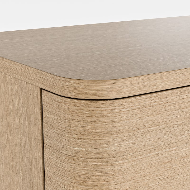 Coffee Table with Hidden Drawers, 55" Storage Coffee Table with Rounded Corners, Engineered Wood Veneer Living Room Center Table