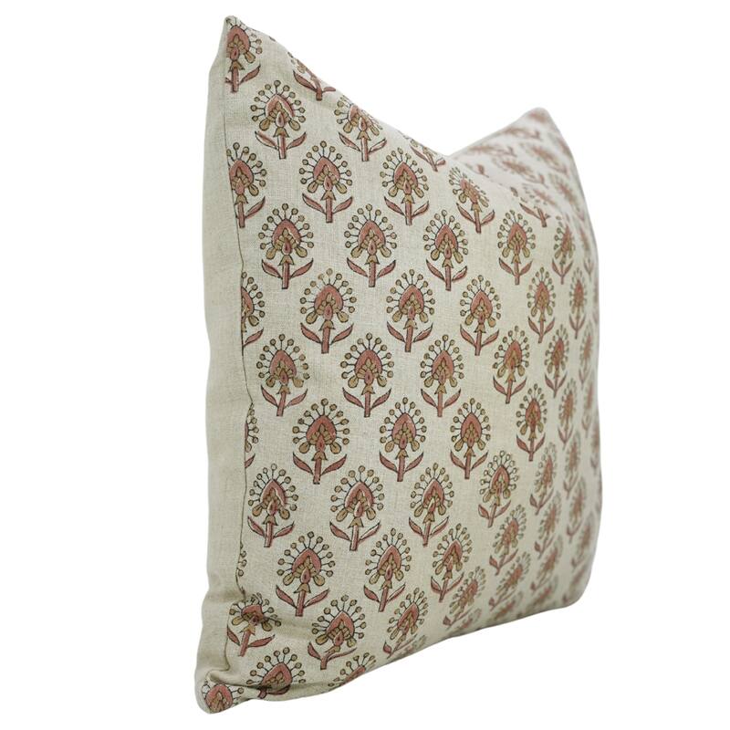 Fabdivine Cushioncase Floral Block Print Accent Pillow Cover for Sofa, Chair, Bed 20x20 Inch Square Fall Décor, Gurukul