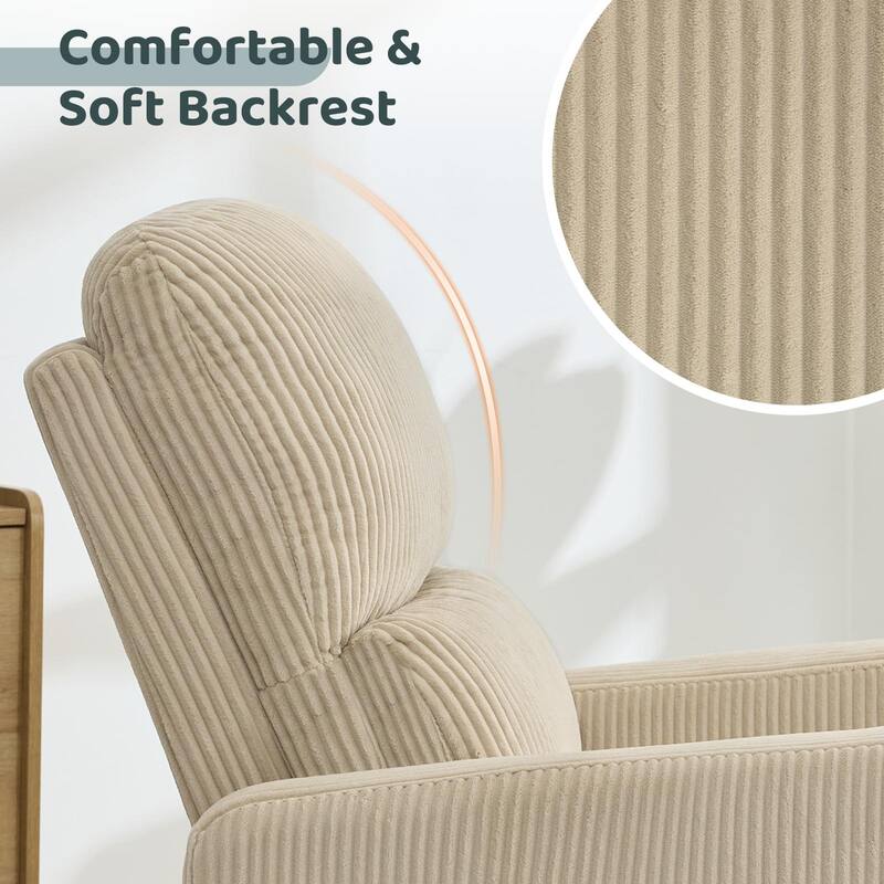 Swivel Manual Recliner Chair Teddy Fabric Nursery Glider Rocking Recliner Set of 2