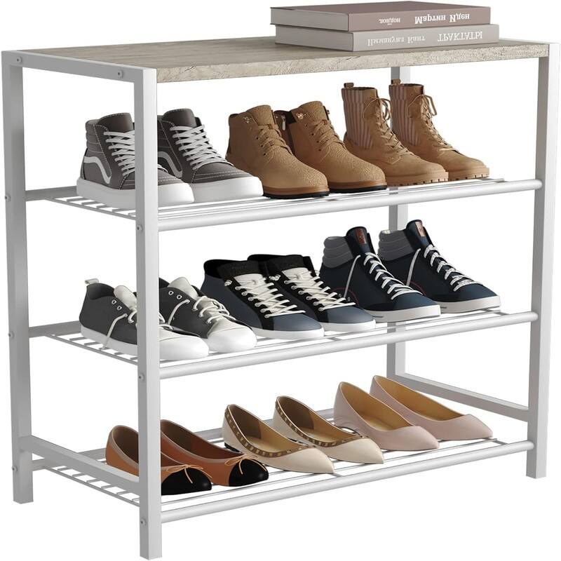 4 Tier Shoe Rack Shoe Storage Shelf - 11.8"D x 23.23"W x 24.8"H - White