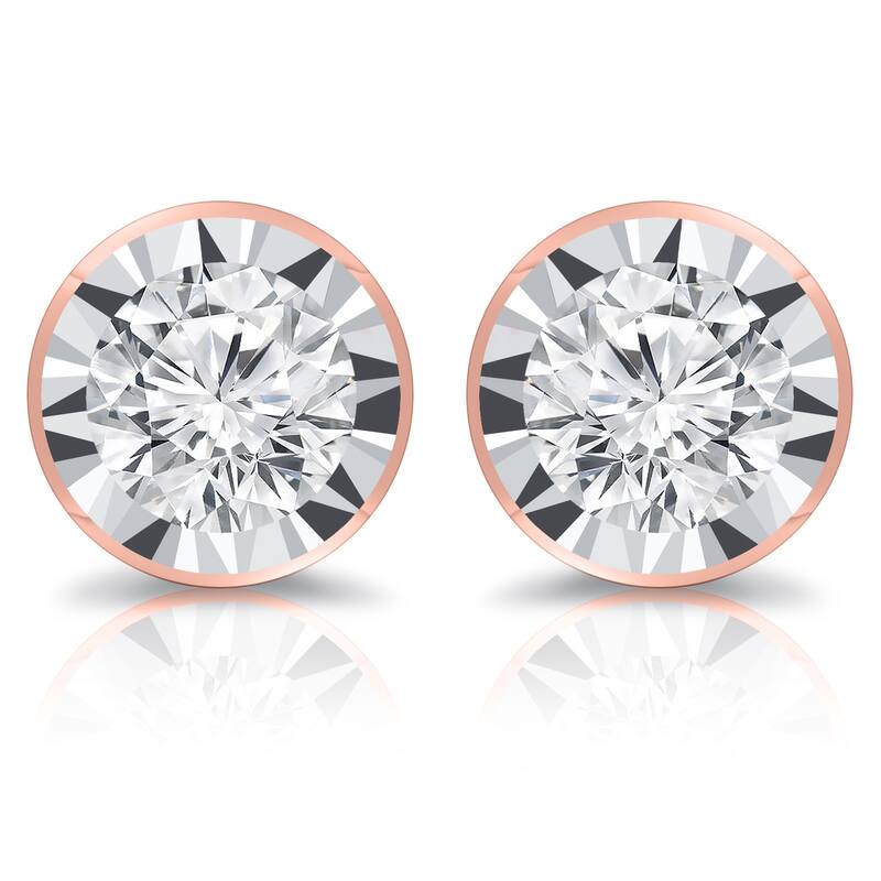 Auriya 14k Gold 5/8ctw Round Diamond Stud Earrings Bezel-set (G-H, VS1-VS2)