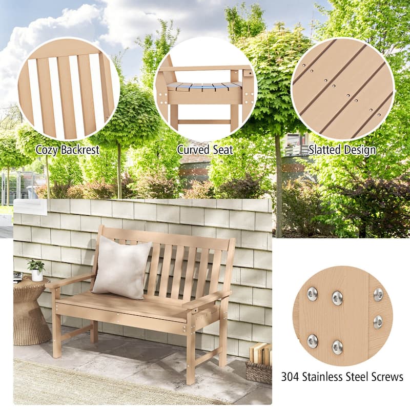 Costway Garden Bench All-Weather HDPE 2-Person Outdoor Bench for Front - See Details