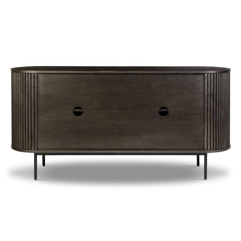 Poly & Bark Noir 65" American Oak Sideboard with Brass Handles