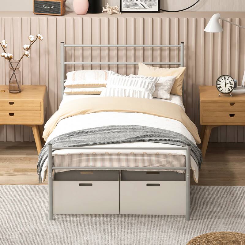 Costway Twin Metal Bed Frame Mattress Foundation No Box Spring Needed