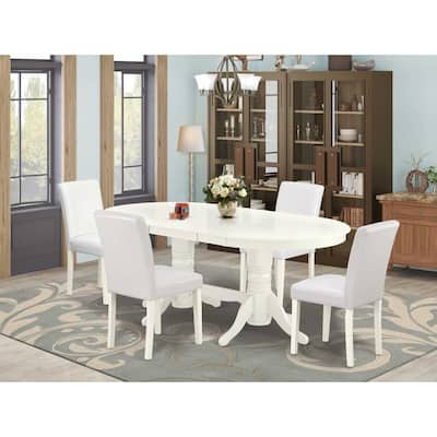Tuscan Dining Set 5pc Oval Table w/ Leaf & 4 Parsons Chairs - 40x76 Inch
