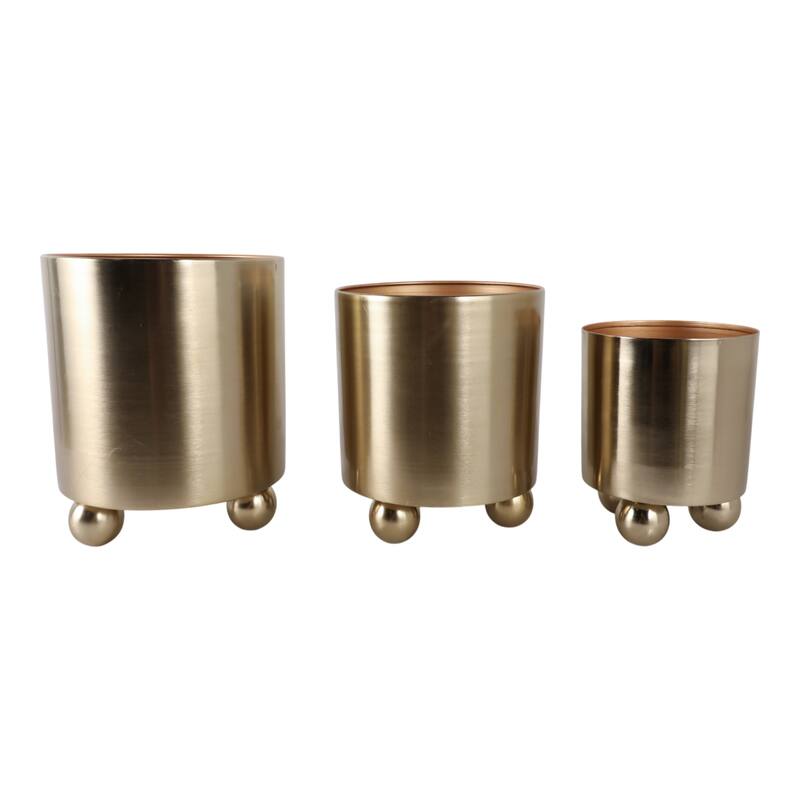 Modern Metal Planters with Spherical Legs and Sleek Dual-Tone Design, Set of 3 - 10.5" x 10.5" x 12.75"