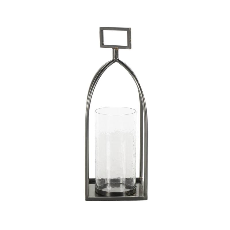 Metal Open Frame Candle Lantern with Rectangle Handles - Silver - Roche River Decor