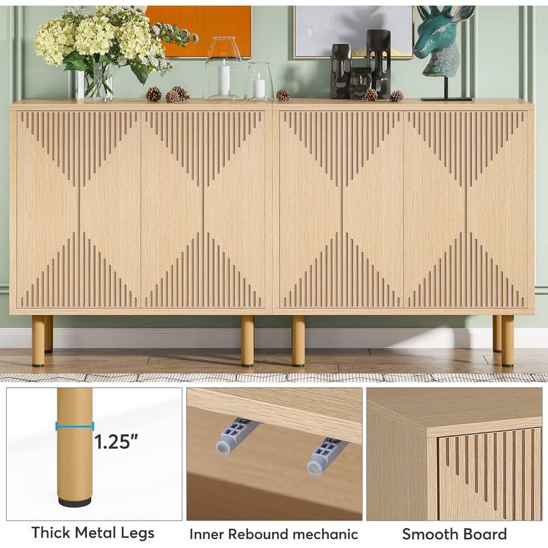 Modern Natural Storage Cabinet Set for Living Room