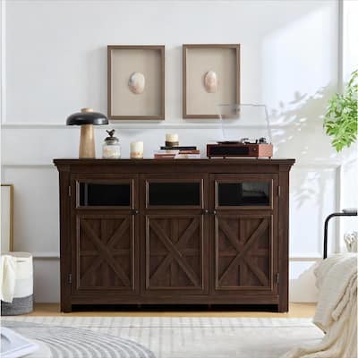 3 Doors Cabinet Farmhouse Buffet Sideboard Cabinet,Coffee Bar Wine Bar Storage Cabinet for Dining Room
