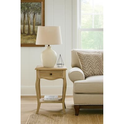 Natural Unfinished Solid Wood Side Table With Drawer by East at Main
