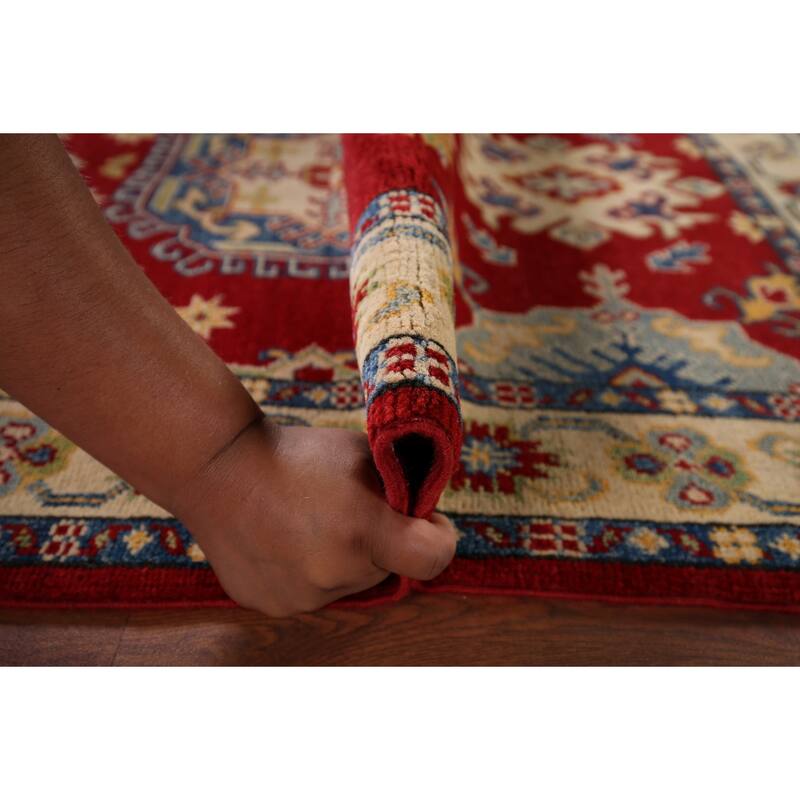 Geometric Kazak Foyer Rug Handmade Oriental Wool Carpet - 3'3" x 5'2"