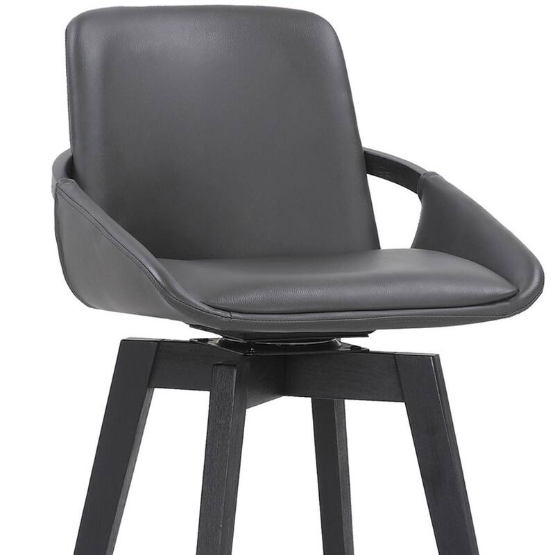 Fabric Swivel Bar Stool with Arms, Full Back and Iron Footrest Frame