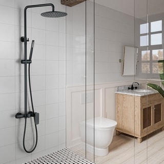 Exposed Wall-Mounted Shower System with tub spout and rough-in Valve