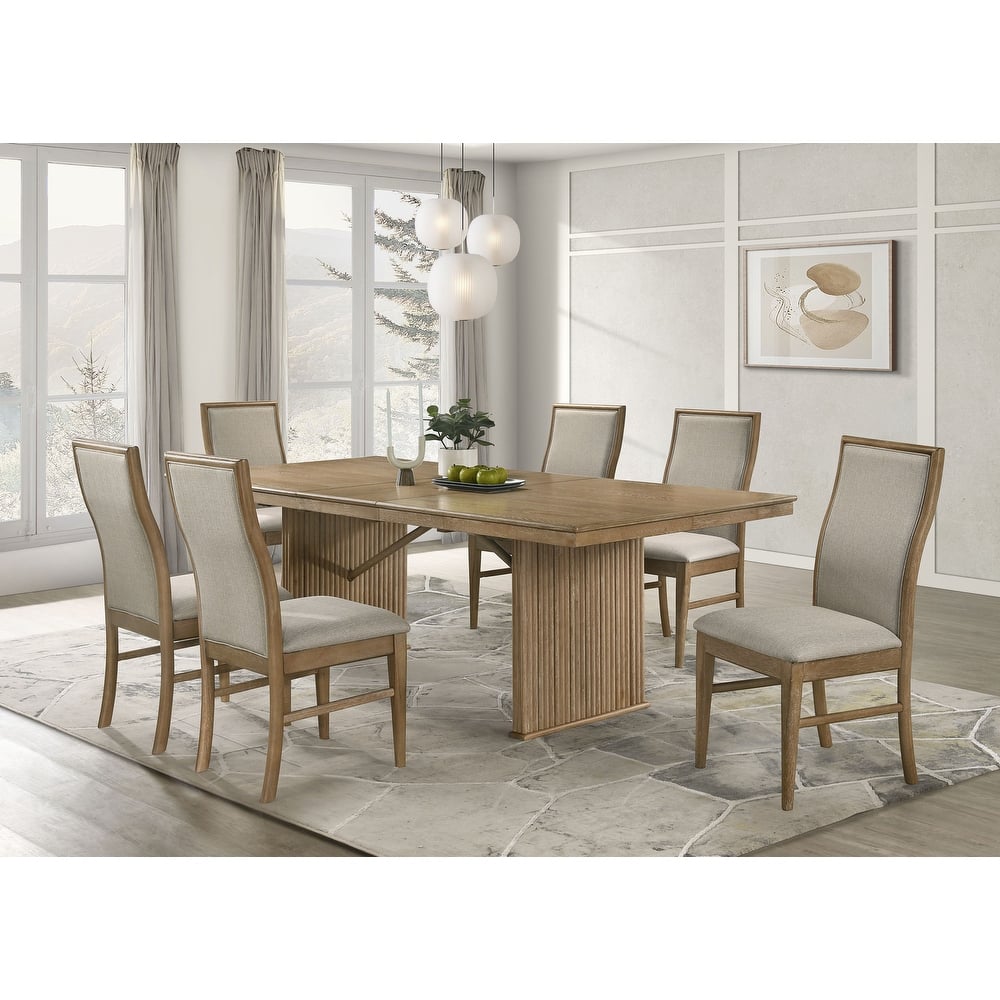 Adina Extension Dining Set Distressed Light Brown