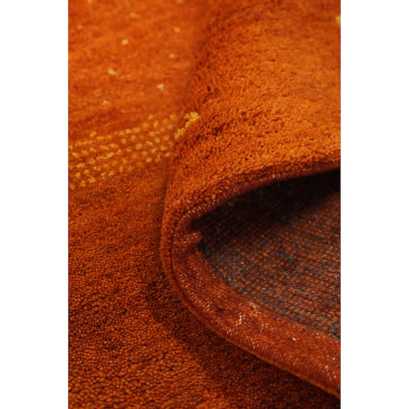 Hand Knotted Oriental 100% Wool Carpet Modern Geometric Oranges & Rust Gabbeh Area Rug - 5' 11'' X 4' 1''
