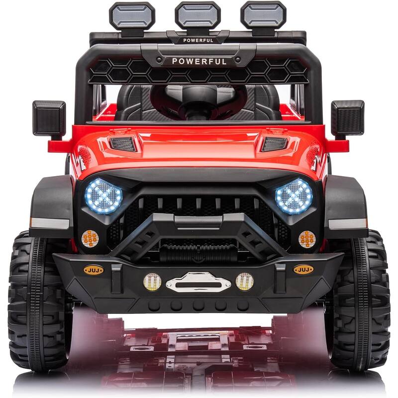 24V Electric Ride on Truck for Kids,Wide Seater Battery Powered Truck with Remote Control, Music,LED Cool Lighting,4WD