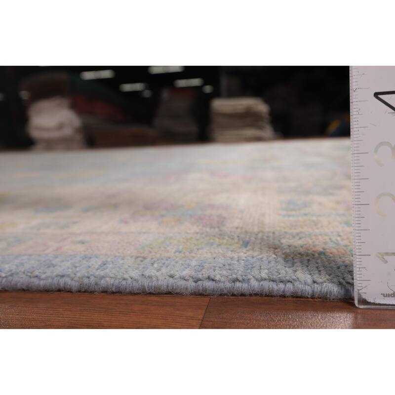 Light Blue Oushak Turkish Large Rug Handmade Wool Carpet - 10'0"x 13'9"