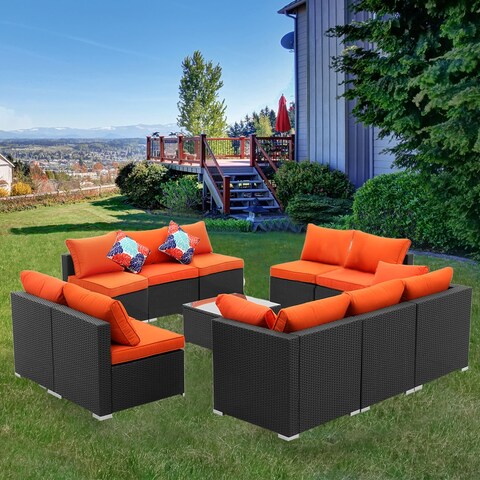 GDY 11 PCS Outdoor Sofa Rattan Sofa Set Patio Furniture Can Be Combined Freedom
