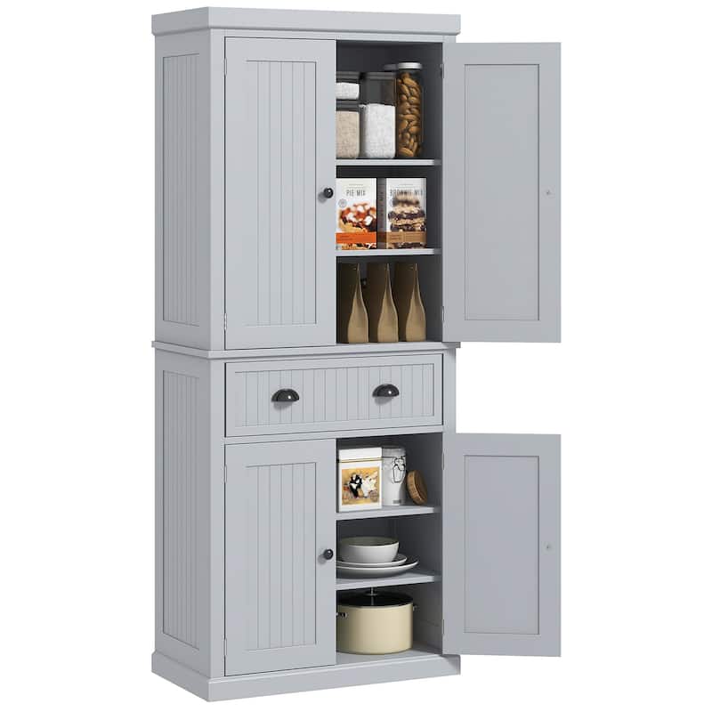 72" Kitchen Pantry, Tall Storage Cabinet, Freestanding Cupboard with Drawer