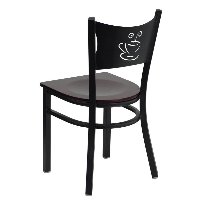 2 Pack Coffee Back Metal Restaurant Chair - 17.25"W x 20"D x 33.25"H