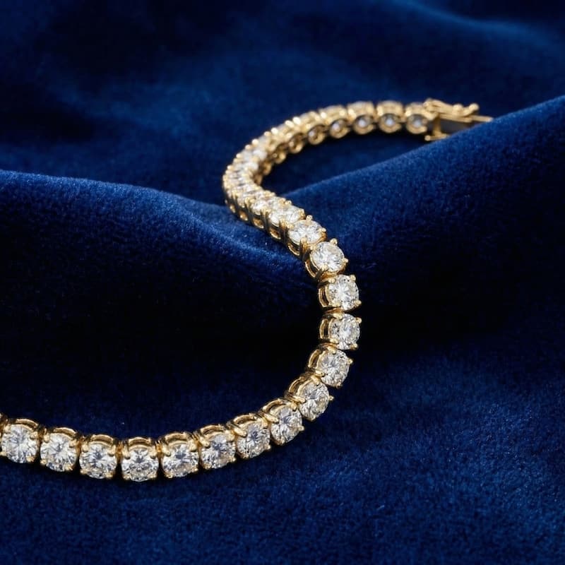 Bliss Diamond 7Ct TW Round Lab Grown Diamond Women's Tennis Bracelet Yellow Gold 7"