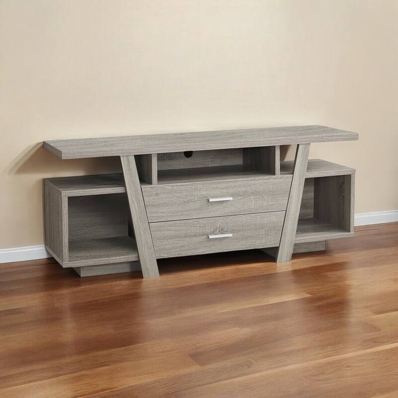 HomeRoots 60" Deep Taupe Open Shelving TV Stand - n/a