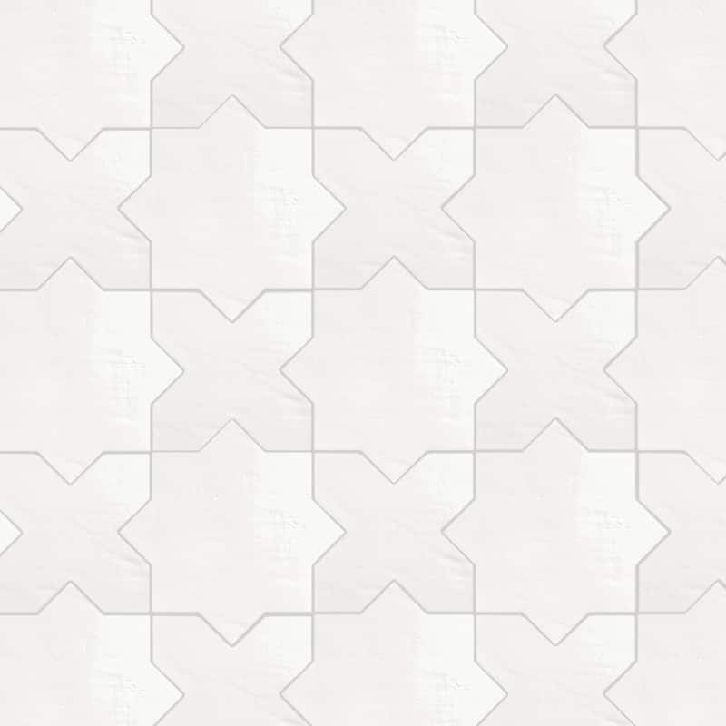 Merola Tile Argile Star Bianco with Bianco Cross 7" x 14" Porcelain Floor and Wall Tile - Kit (2 Tiles)