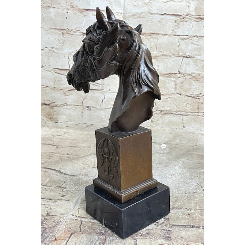 Horse Head Bronze Bust Statue Sculpture Figure Original Art Decor Equestrian 10.5 Inches X 6 Inches