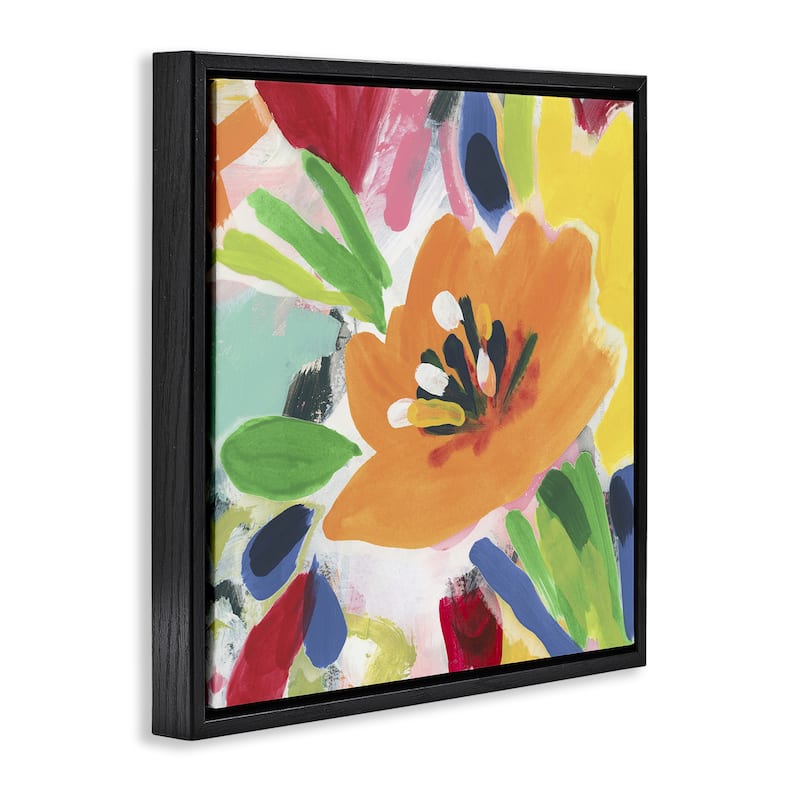 Stupell Vivid Orange Flower Impressions Framed Floater Canvas Wall Art Design By June Erica Vess