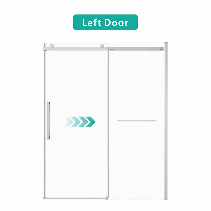 GDFStudio - 76'' H Frameless Sliding Glass Shower Door with Handle and Towel Bar, Easy-Clean Tempered Glass Panels