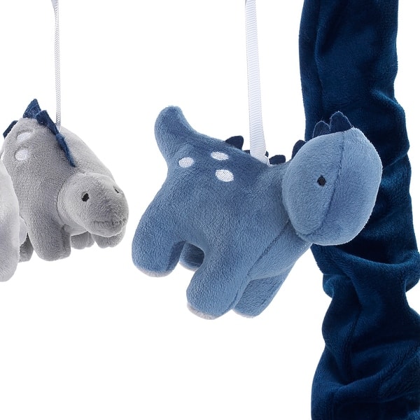 Shop Lambs Ivy Baby Dino Blue Gray Dinosaur Musical Baby Crib
