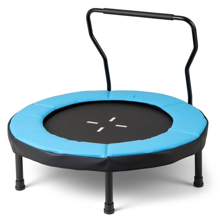 Metal Kids Trampoline with Foam Handle and Safety Mat - Blue
