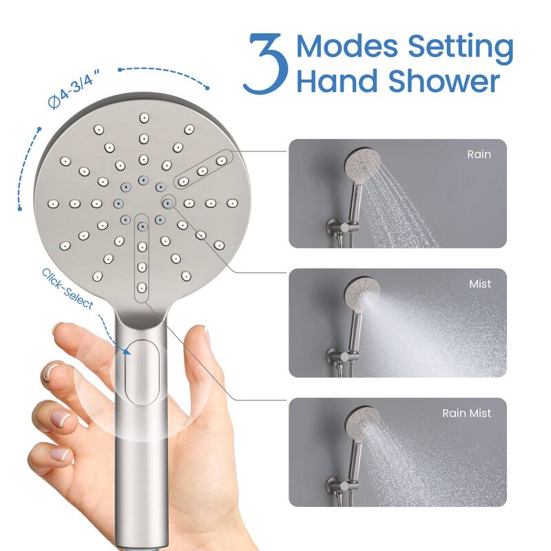 Circular Pressure Balanced 3-Function Shower System with Rough-In Valve