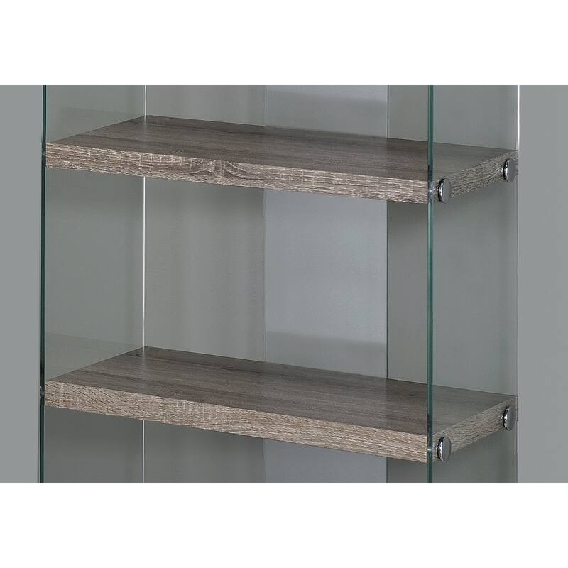 5 Tier Bookcase, Modern Contemporary 60"h Bookshelf with Clear Tempered Glass Frame for Living room Office, Bedroom