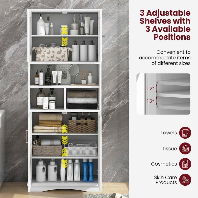 Costway Tall Bathroom Cabinet Large Floor Storage Cabinet with Acrylic - See Details
