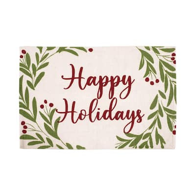 Happy Holiday Dhurrie Mat