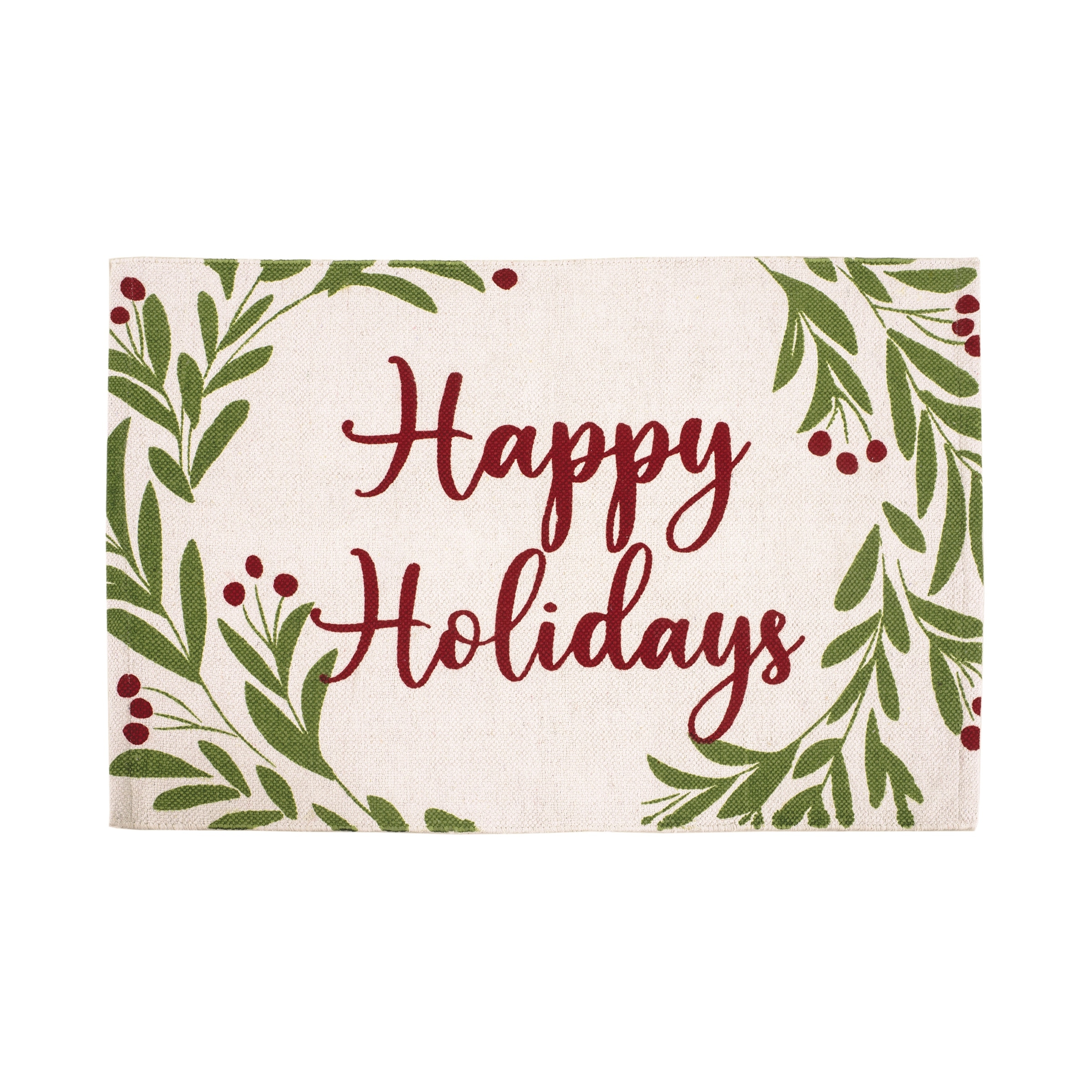 Happy Holiday Dhurrie Mat