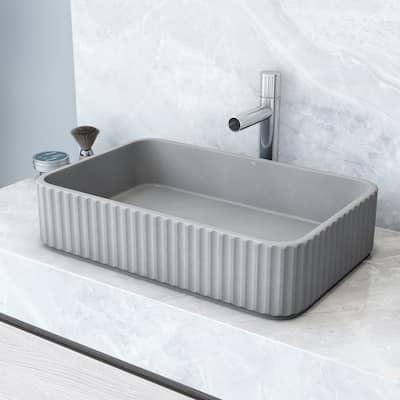 VIGO Windsor 21"L x 14"W Concrete Vessel Sink and Ashford 11"H Faucet Set