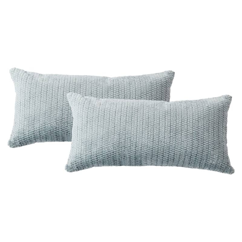 Sorra Home Velvet Shimmer Indoor Textured Knife Edge Lumbar Pillows (Set of 2)