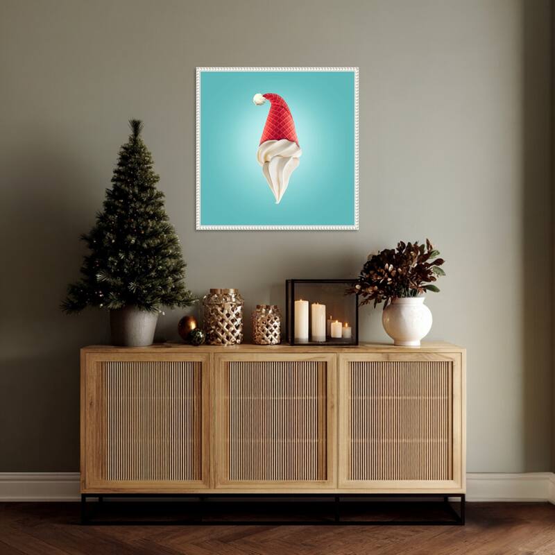 Santas Cream by Artem Pozdniakov (22 x 22 in.), Framed Canvas Wall Art Print - Sylvie Beaded White