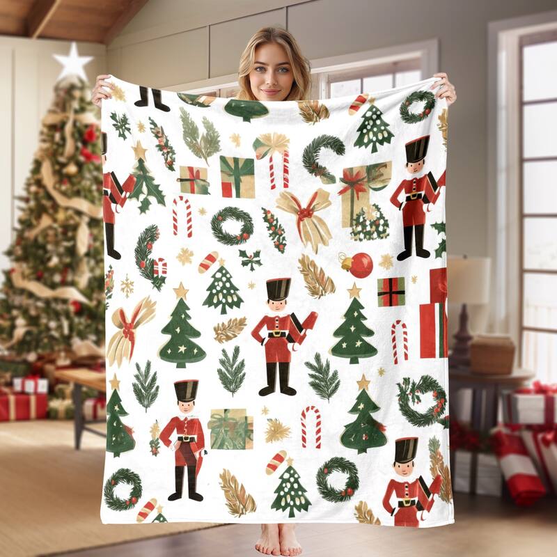 Christmas Throw Blanket Holiday Xmas Gift Fleece Blanket