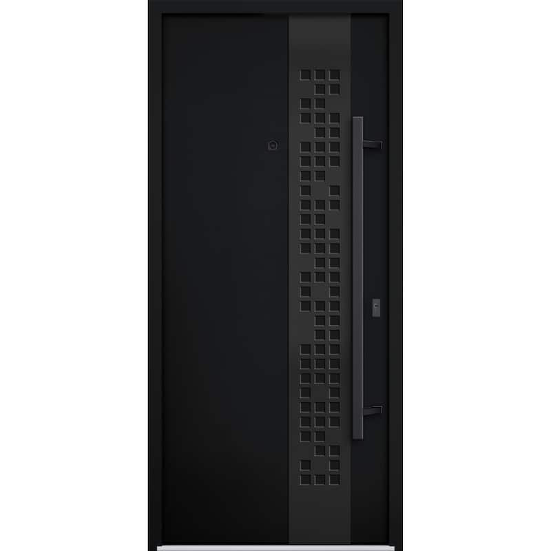 VDOMDOORS | Front Door Exterior Door | Fiberglass | Frame & Hardware Included | 18x80, Oak Entry Door Steel Entry Door - Black - 36" x 80"
