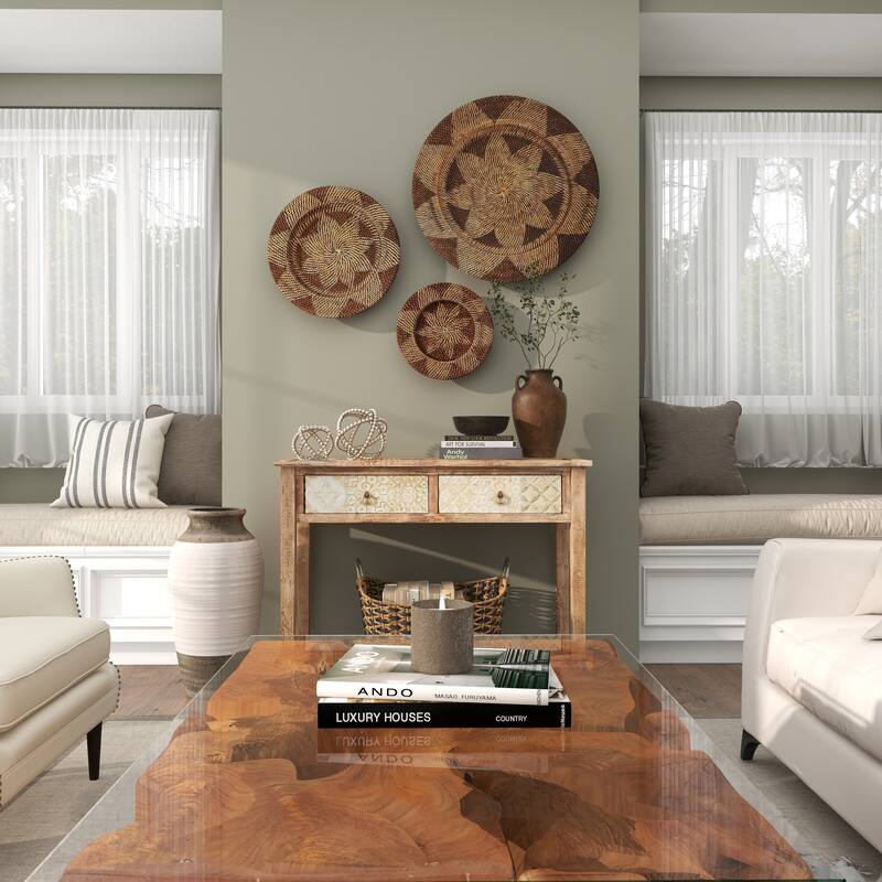 Light Brown Palm Tree Traditional Wall Decor Abstract (Set of 3)