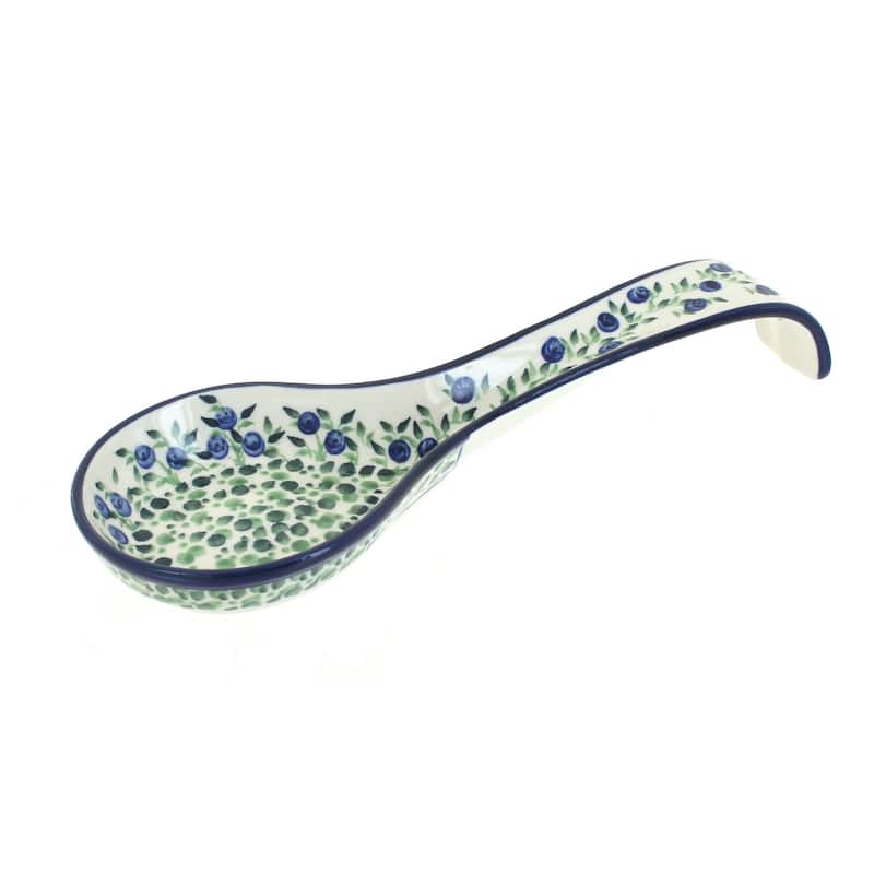 Blue Rose Polish Pottery 1178 Zaklady Large Spoon Rest